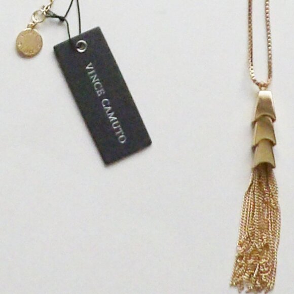 Vince Camuta Gold Tone Tassel Necklace Longer Length NWT - Picture 7 of 8